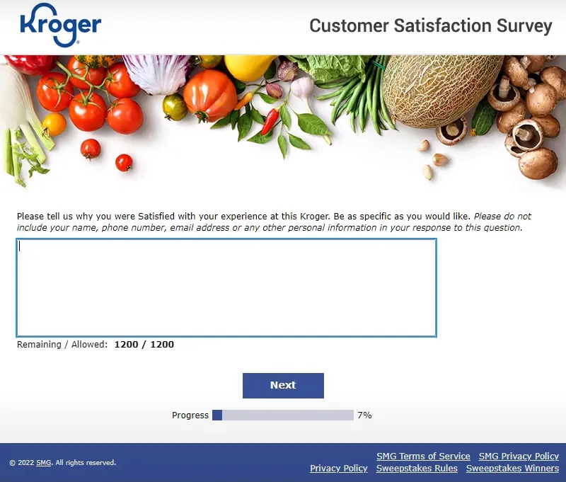 krogerfeedback survey open ended questions